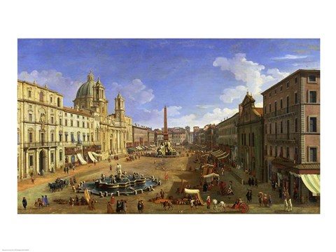 Framed View of the Piazza Navona, Rome Print