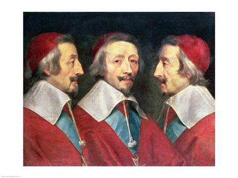 Framed Triple Portrait of the Head of Richelieu, 1642 Print