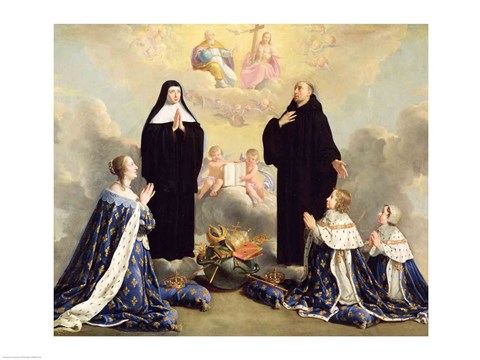 Framed Anne of Austria and her Children at Prayer Print