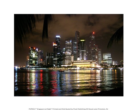 Framed Singapore at Night Print