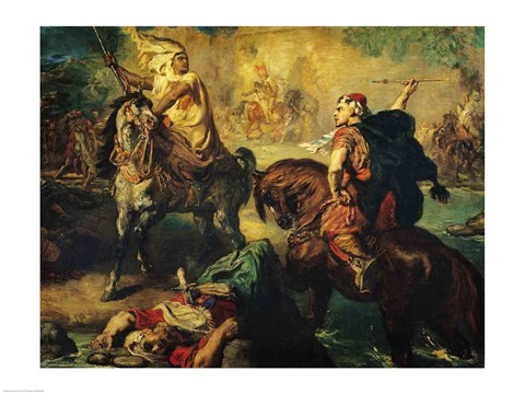 Framed Arab Tribal Chiefs in Single Combat Print