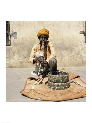 Framed Snake Charmer Jaipur India Print