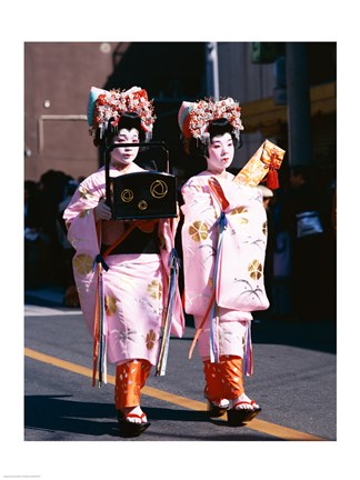 Framed Geishas in Honshu, Japan Print