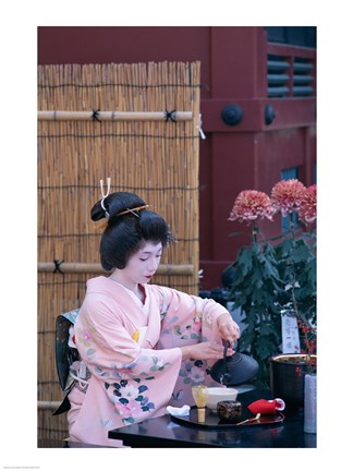 Framed Geisha, Tokyo, Honshu, Japan Print