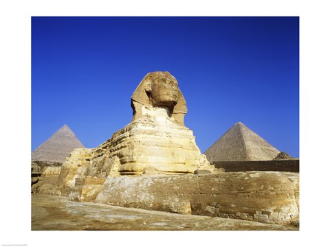 Framed Great Sphinx and pyramids, Giza, Egypt Print