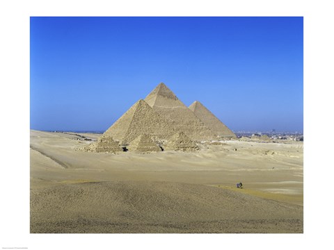 Framed Giza Pyramids, Giza, Egypt (far view) Print