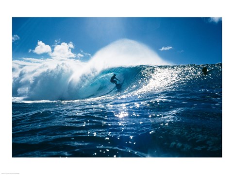 Framed Surfer on the ocean Print