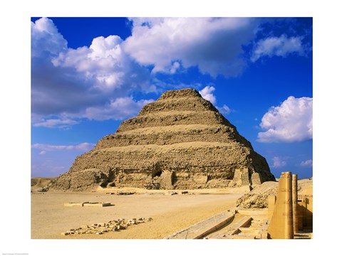 Framed Step Pyramid of Zoser, Saqqara, Egypt Print