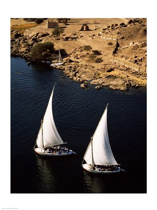 Framed Two sailboats, Nile River, Egypt Print