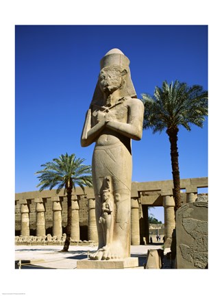 Framed Ramses II Statue, Temples Of Karnak, Luxor, Egypt Print