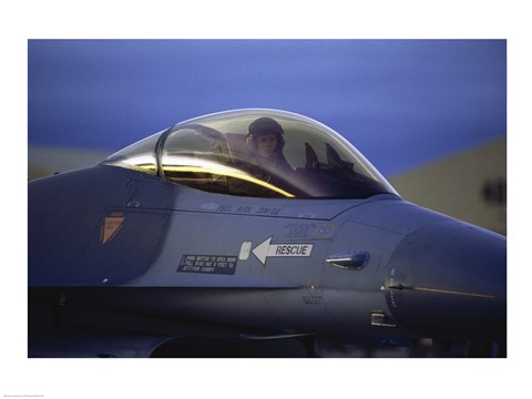 Framed General Dynamics F-16 Falcon Jet Fighter Closeup Print