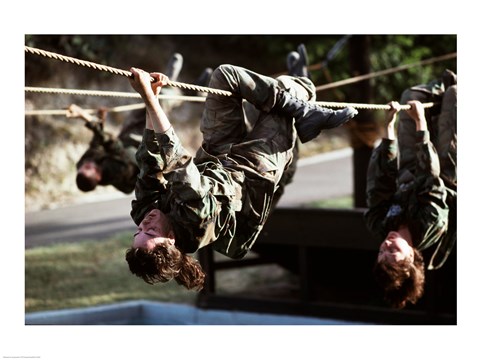 Framed U.S. Air Force Trainees on Obstacle Course photography Print
