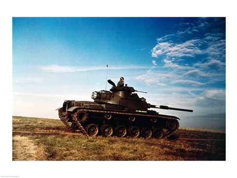 Framed Solider in a military tank Print