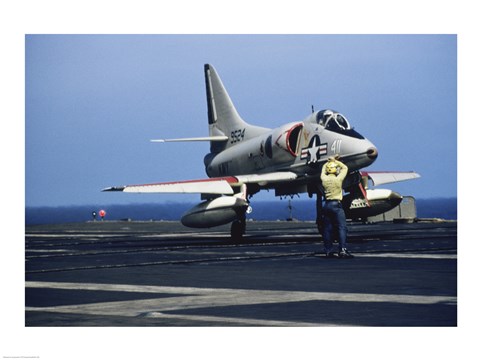 Framed U.S. Navy McDonnell Douglas A-4 Skyhawk Jet Fighter Print