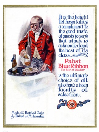 Framed Pabst Blue Ribbon Beer 1911 Print