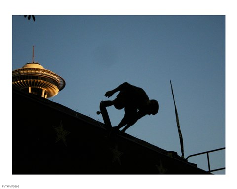 Framed Skateboarder About to Go Down a Halfpipe Print