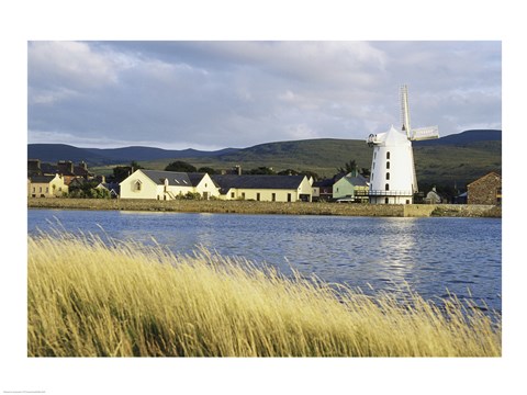 Framed Traditional windmill along a river, Blennerville Windmill, Tralee, County Kerry, Ireland Print