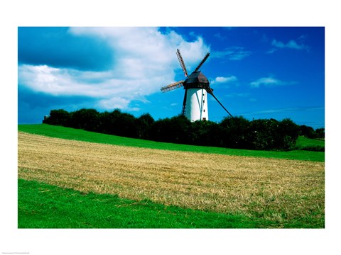 Framed Traditional windmill in a field, Skerries Mills Museum, Skerries Print