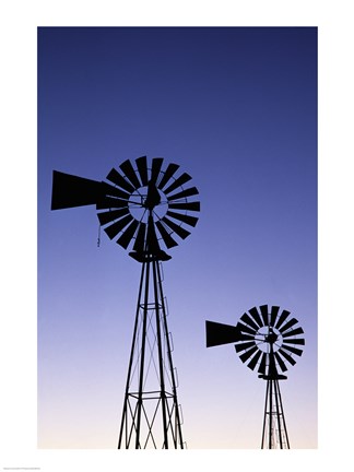 Framed Silhouette of windmills, American Wind Power Center, Lubbock, Texas, USA Print