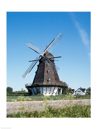 Framed Traditional windmill in a field, Malmo, Sweden Print