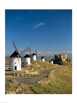 Framed Windmills, La Mancha, Consuegra, Castilla-La Mancha, Spain By Field Print