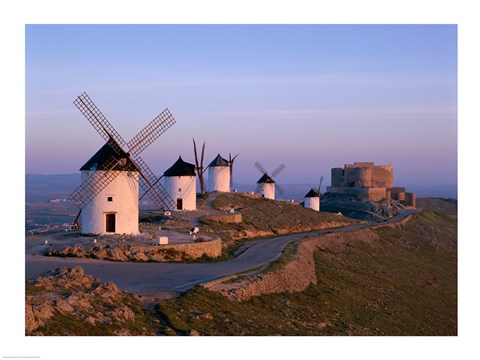 Framed Windmills, La Mancha, Consuegra, Castilla-La Mancha, Spain Print