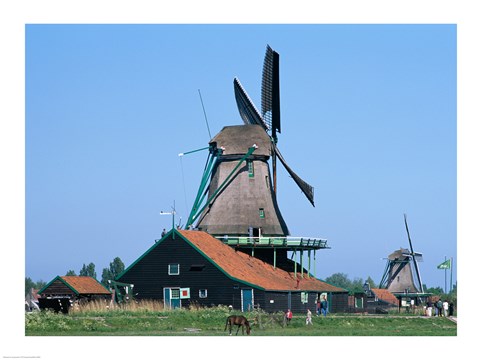 Framed Windmills, Zaanse Schans, Netherlands Print