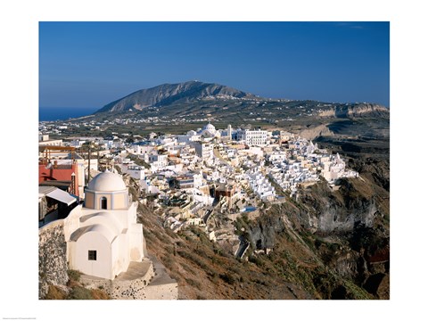 Framed Thira (Fira) City, Cyclades Islands, Greece Print