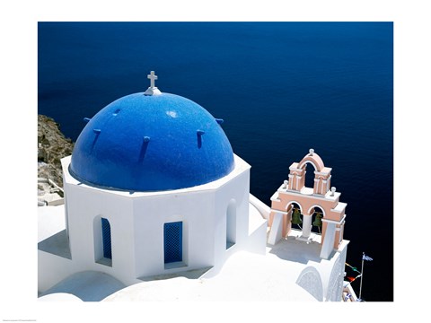 Framed Santorini, Oia , Cyclades Islands, Greece Arial View Print