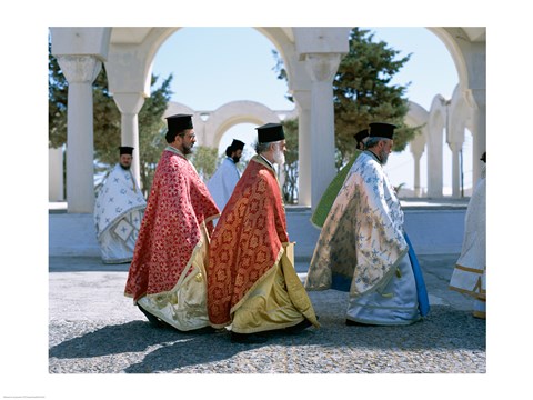 Framed Greek Orthodox, Priests, Santorini, Thira (Fira), Cyclades Islands, Greece Print