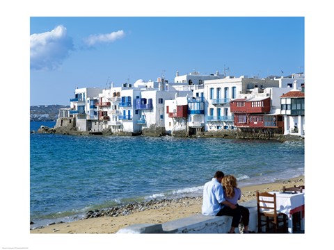 Framed Little Venice, Mykonos, Cyclades Islands, Greece Print