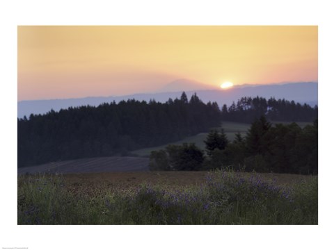 Framed Panoramic view of a sunrise, Oregon, USA Print