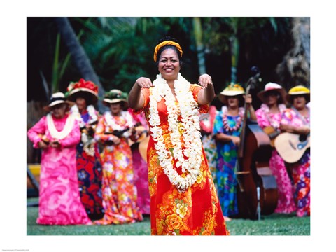 Framed USA Hawaii, Oahu, Honolulu, Kodak Hula Show Print