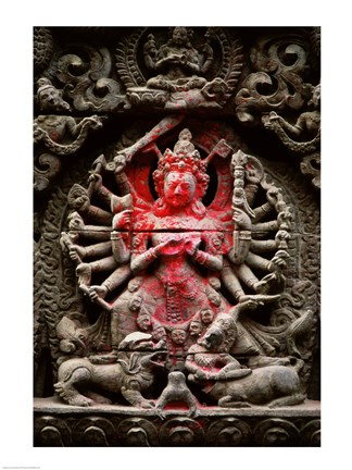 Framed Statue of a goddess, Kathmandu, Nepal Print
