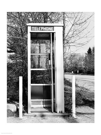 Framed Telephone booth by the road Print