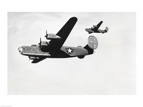 Framed Low angle view of two bomber planes in flight, B-24 Liberator Print