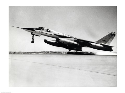 Framed Side profile of a bomber plane taking off, B-58 Hustler Print
