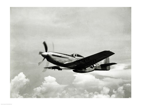 Framed Low angle view of a military airplane in flight, F-51 Mustang Print
