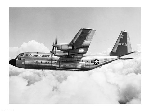 Framed Military airplane in flight Print