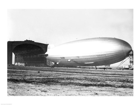 Framed USA, New Jersey, Hindenberg, Airship on a landscape Print
