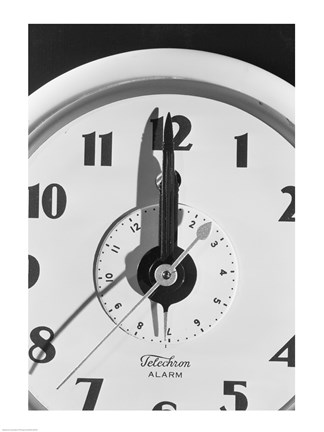 Framed Face clock showing 12 o&#39;clock, close-up Print