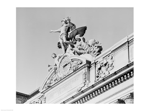 Framed USA, New York State, New York City, Grand Central Clock, low angle view Print