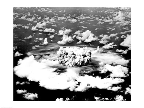 Framed Aerial view of an atomic bomb explosion, Bikini Atoll, Marshall Islands Print