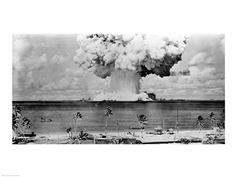 Framed Atomic bomb explosion, Bikini Atoll, Marshall Islands Print