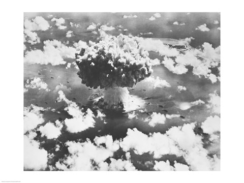 Framed High angle view of an atomic bomb explosion, Bikini Atoll, Marshall Islands, July 25, 1946 Print