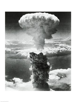 Framed Mushroom cloud formed by atomic bomb explosion, Nagasaki, Japan, August 9, 1945 Print