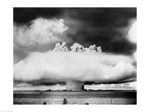 Framed Atomic bomb explosion, Bikini Atoll, Marshall Islands Print