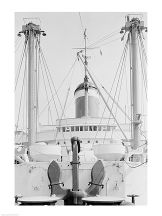 Framed Anchor on deck, passenger ship in the background Print