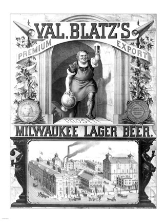 Framed Val Blatt&#39;s Lager Beer Print