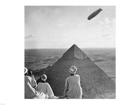 Framed Graf Zeppelin&#39;s Rendezvous with Pyraminds of Gizeh, Egypt Print